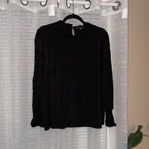 Adrianna Papell Black Lace Sleeve Blouse